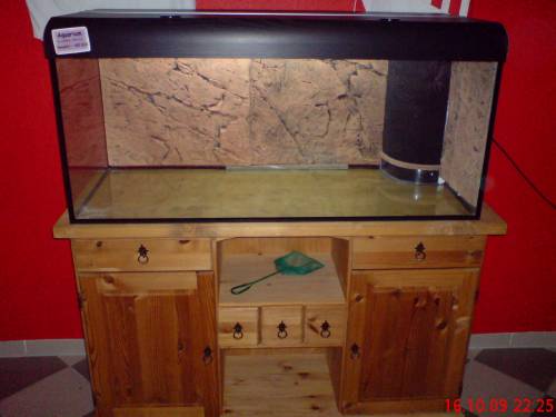 verkaufe liter aquarium mit unterschrank aus kiefer 